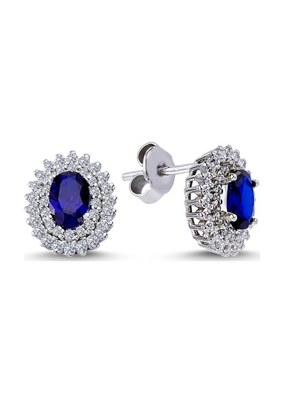 Lova Pırlantalı Oval Safir Anturaj Küpe -  3020004