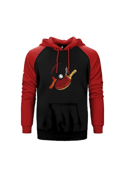Ping Pong Classic Kırmızı Renk Reglan Kol Kapşonlu Sweatshirt Kırmızı