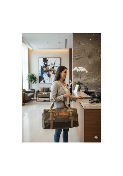 Dark Cotton Travel S Los Angeles Seyahat Çantası Kahverengi