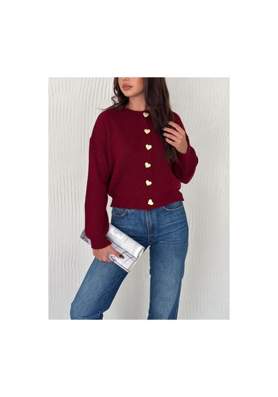 Çınar Boutique Gold Kalp Düğmeli Crop Hırka-siyah - Standart Siyah Siyah