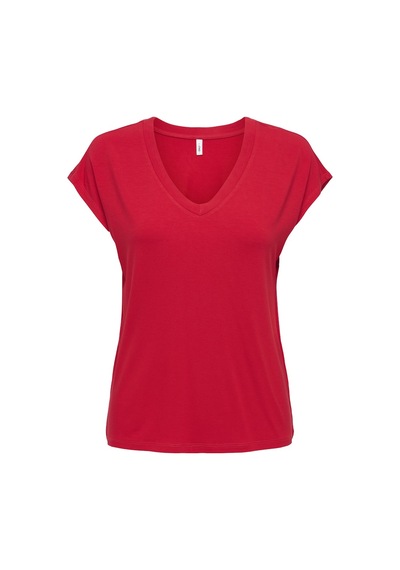 Only Onlrılla S/s V-neck Top Jrs Kadın Kırmızı T-shirt - 15315776