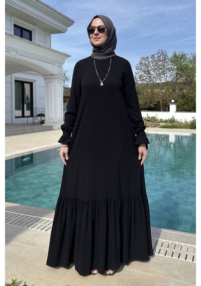 Rabia Şamlı Irmak Elbise Siyah Normal