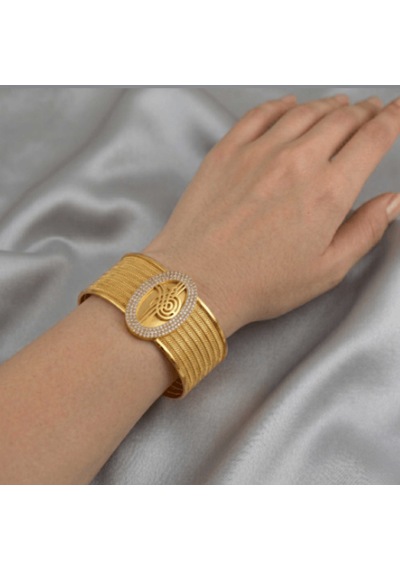Osmanlı Tug Ralı Oval Tas Lı Kelepc E Bileklik Imitasyon Altın Gold