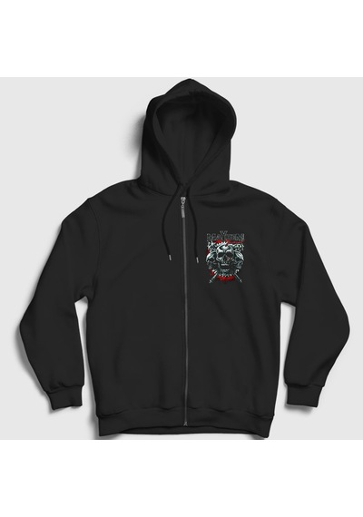 Presmono Unisex Festival Mayhem Fermuarlı Kapüşonlu Sweatshirt Siyah