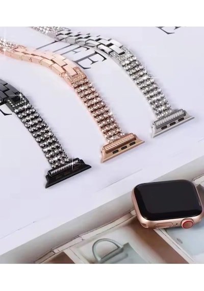 Gld-spt- Newface Apple Uyumlu Watch 38mm Live Taşlı Kordon - Gold