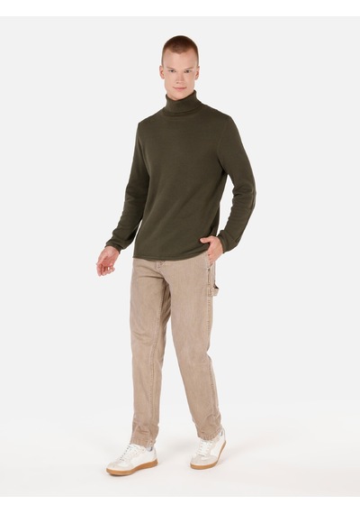 Colin's Colins Regular Fit Turtle Neck Yeşil Erkek Kazak Cl1064879 Haki