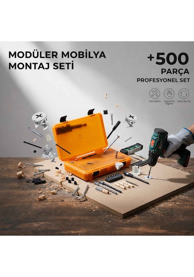500 Parça Profesyonel Modüler Mobilya Montaj Seti -Mobilyalarla Uyumlu Minifix Montaj Ekipmanları