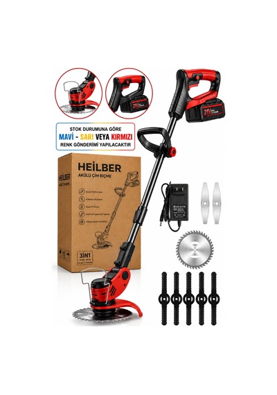 Heilber Ba0115362 21v Akülü Çim Biçme Ve Kenar Kesme Makinesi 3'ü 1 Arada Yabani Ot Temizleme, Teleskopik