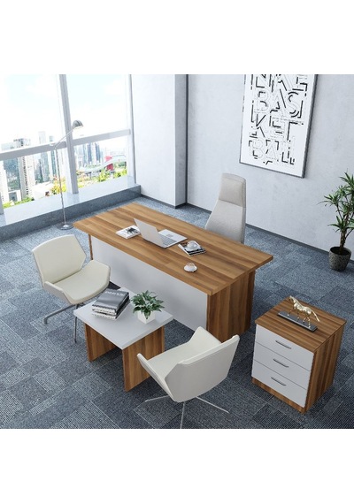 Asil 3'lü Ofis Takımı  Model 9 Ceviz Beyaz