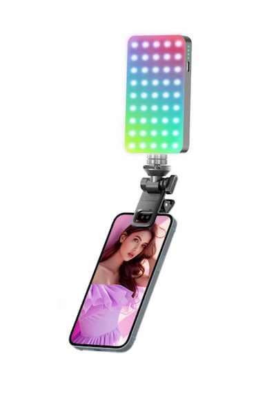 Rgb Led Telefon Selfie Işığı Şarjlı Mini Video Çekim Lambası 3000 Mah Canlı Yayın Işığı 2900-9000k Siyah Kırmızı