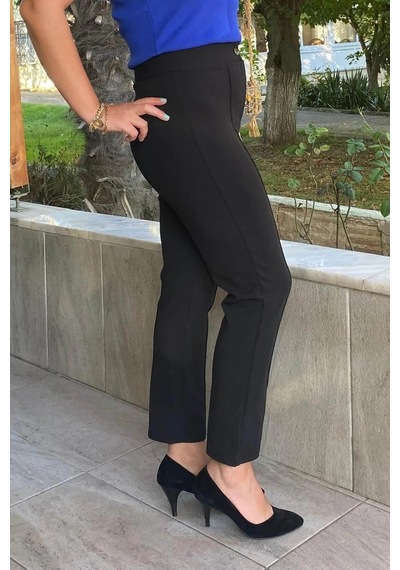 Mia Butik Dertsiz Büyük Beden Siyah Toparlayıcı Kumaş Pantolon Siyah