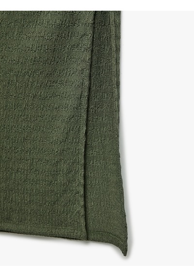 Koton Bürümcük Kumaş Slim Fit Büzgü Detaylı Yırtmaçlı Uzun Etek Haki 5sak10272ek Haki