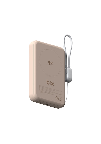 Bix Pb121 Qi2.2 Sertifikalı 25w Kablosuz Magsafe 10000mah Ultra Korumalı Powerbank Dahili Usb-c Kablolu Bej