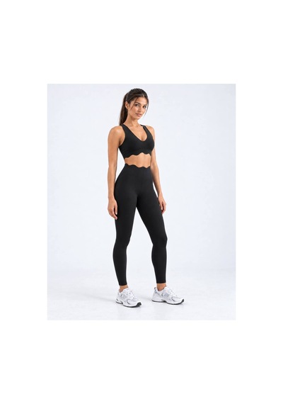 Lismina Scallop Detay Ekstra Yüksek Bel Spor Tayt Sadece Alt Siyah