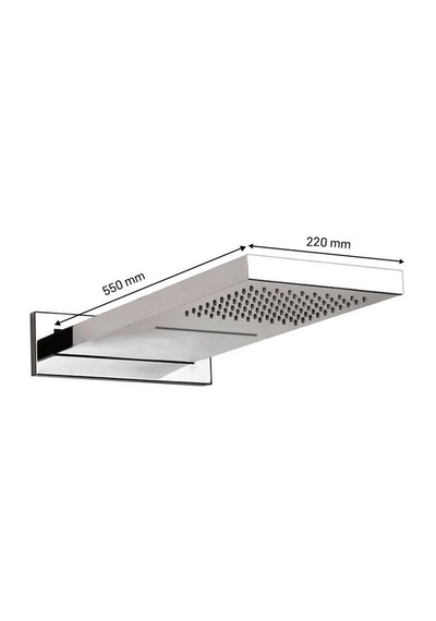 Ankastre Duş Seti 550x220 Mm Şelale&yağmur Panel 3 Yönlü Butonlu Sus 304 Paslanmaz Pirinç Krom Kap