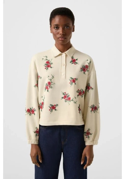 Bogner Fire&ıce Bogner Bijou Taş Detaylı Oversize Polo Sweatshirt Bej