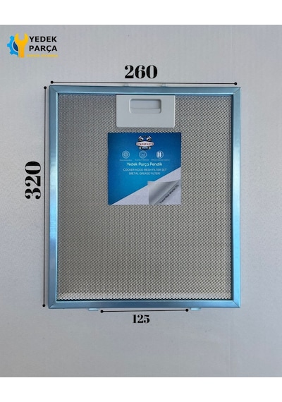 Arçelik Uyumlu: P76eb 260x320mm Aspiratör & Davlumbaz Tel Yağ Filtresi Model: 40472918-9178001628-480122102169 26x32cm