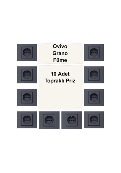 Ovivo Grano Füme 10 Adet Topraklı Priz