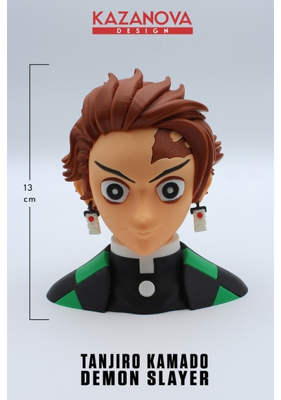Kazanova Design Tanjiro Kamado Büst Figür 13 Cm Demon Slayer Kimetsu No Yaiba Anime Dekoratif Hediyelik