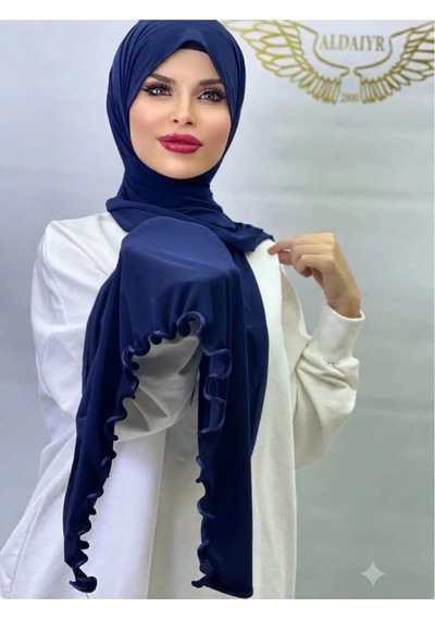 Aldaıyr Tesettür Sandy Şal İpli Lacivert01
