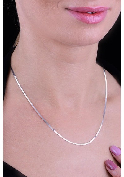 Gümüş İtalyan Yassı Ezme Zincir Barcode Gümüş - Rose Gold