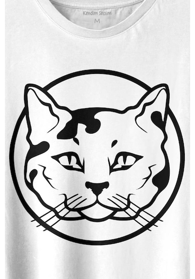 Sevimli Kedi Minik Bıyıklı Cat Minnoş Baskılı Tişört Unisex T-shirt 001