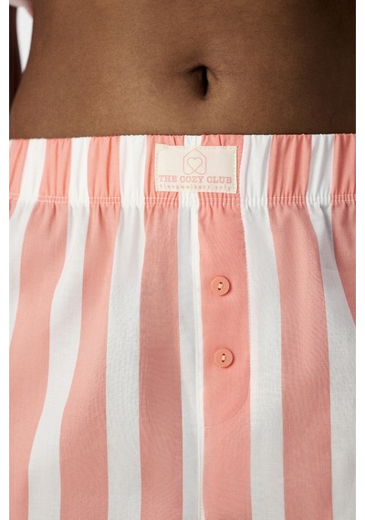 Penti Pembe Cozy Club Çizgili Pamuklu Şort Pijama Altı Pn27