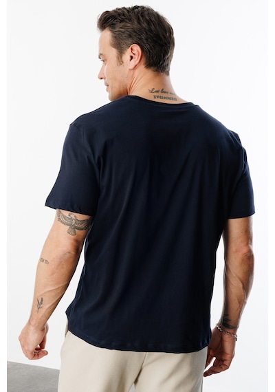 Genius Store Erkek Tişört Standart Kalıp Basic Bisiklet Yaka T-shırt Basıc-mankensiz1 Lacivert