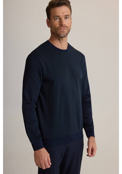 Ysf Erkek Lacivert Bisiklet Yaka Pamuklu Sweatshirt