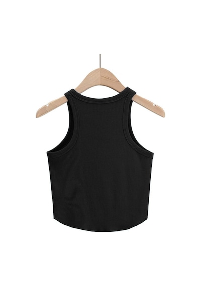 Liona Kadın Oval Etekli Siyah Renk Bisiklet Yaka Crop Top Bluz 001
