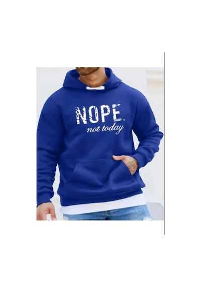 Kozia Outdoors Kapşonlu Baskılı Oversize Unisex Sweatshirt Mavi