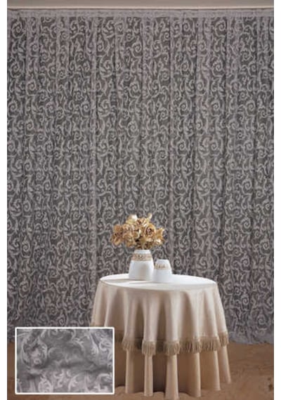 Sultan 2 Model Gri Renk Hazır Dikilmiş Pileli Fon Perde 300x260 C