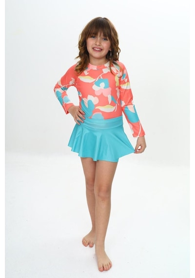 My Kids Wear Etek Detaylı Kız Çocuk Mayo Mavi