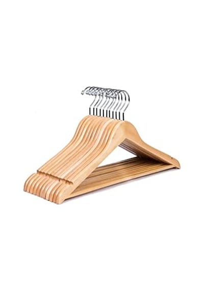 Askıcı Lüks Cilalı Ahşap Askı 12 Adet 50cm
