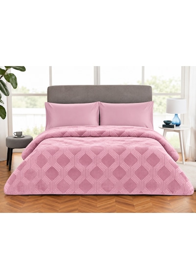 Özdilek Trendy Embos Çift Kişilik Battaniye -art Deco Menekşe Pembe