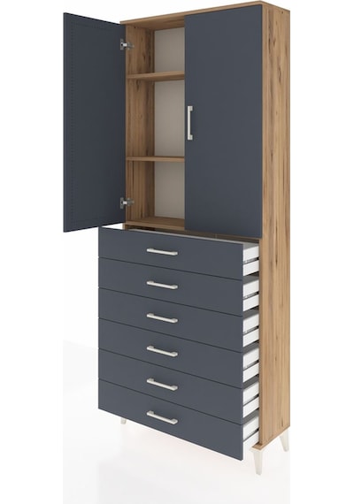 Arges Dolap 3 Raflı 6 Çekmeceli 2 Kapaklı 88x30x221 Çam-antrasit Çam Arges Dolap 3 Raflı 6 Çekmeceli 2 Kapaklı 88x30x221 Çam-antrasit Çam