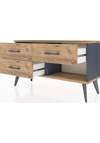 Arges Şifonyer 3 Çekmeceli 88x30x48 Antrasit-çam Çam Arges Şifonyer 3 Çekmeceli 88x30x48 Antrasit-çam Çam