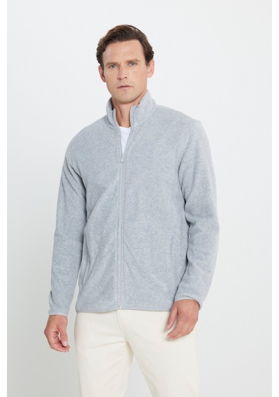 AC&Co / Altınyıldız Classics 4A5221100014GMJS Standart Fit Fermuarlı Bato Yaka Polar Erkek Ceket Gri