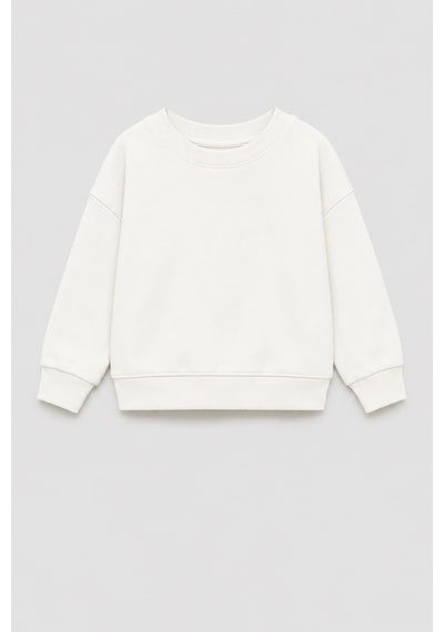 Monila Unisex Çocuk Pamuklu Bisiklet Yaka Sırtı Baskılı Sweatshirt Ekru
