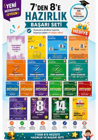 Tonguç 7 Den 8 E Hazırlık + 8. Sınıf Lgs Hazırlık Seti