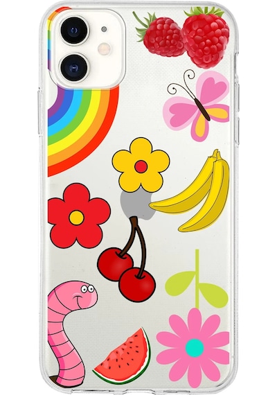 Apple Uyumlu iPhone 11 İle 1mm Slim Fit Water Color 5 Baskılı Şeffaf Kılıf Şeffaf