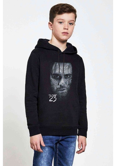 Tshirthane The Number 23 Baskılı Unisex Çocuk Kapüşonlu Siyah Sweatshirt Siyah