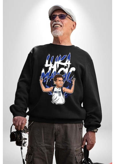 Luka Luka Doncic Basketboll Dallas Unisex Siyah Sweatshirt Siyah