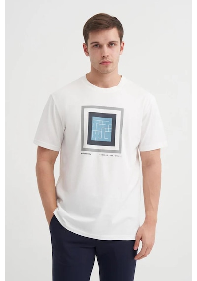 Cazador 44170 Erkek Bisiklet Yaka Iklet Yaka T-shirt Ekru