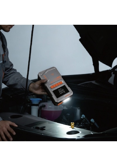 Auhma A8822 Jump Starter / Akü Takviye Cihazı 4'ü 1 Arada Powerbank, Hava Kompresörü,10.000mah 150psı Gri