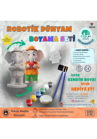 Codlaı Kids Robotik Dünyam 3d Boyama Seti - Çocuklar İçin Eğitici Yaratıcı Oyuncak Boyama Kiti - Aşık Fil