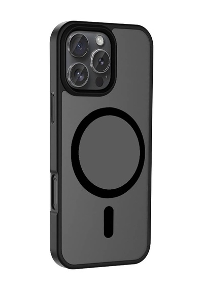 Apple Uyumlu iPhone 16 Pro Kılıf Magsafe Destekli Kamera Yükseltili Silikon Mat Parmak İzi Tutmayan Celikaksesuar Siyah