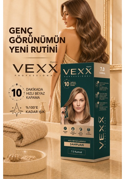 Vexx Professional Beyaz Kapatıcı Pratik Boya Şampuan Kumral 7.0 Blonde Amonyaksız Formül 300 Ml.