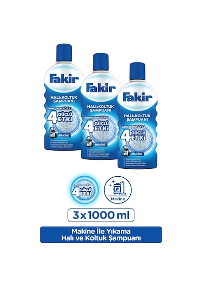 Fakir Nano Teknoloji ile Makine Halı ve Koltuk Şampuanı 3 x 1 L