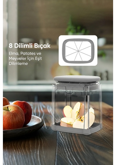 Chop Box Basmalı Sebze Doğrayıcı 3/8 İnç Paslanmaz Çelik Bıçaklı Küp Kesim Aparatı Beyaz